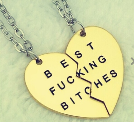Style Fashion Broken Heart 2 Parts Gold Bitches Necklaces & Pendants,jewelry For Women, Gift For Friends