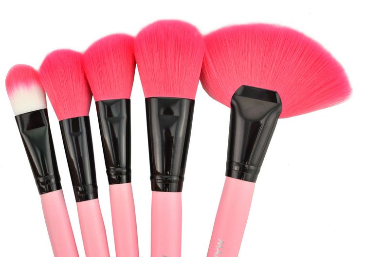High Quality 24 Pcs/set Makeup Brush Cosmetic Set Kit Packed In High Quality Leather Case - Pink